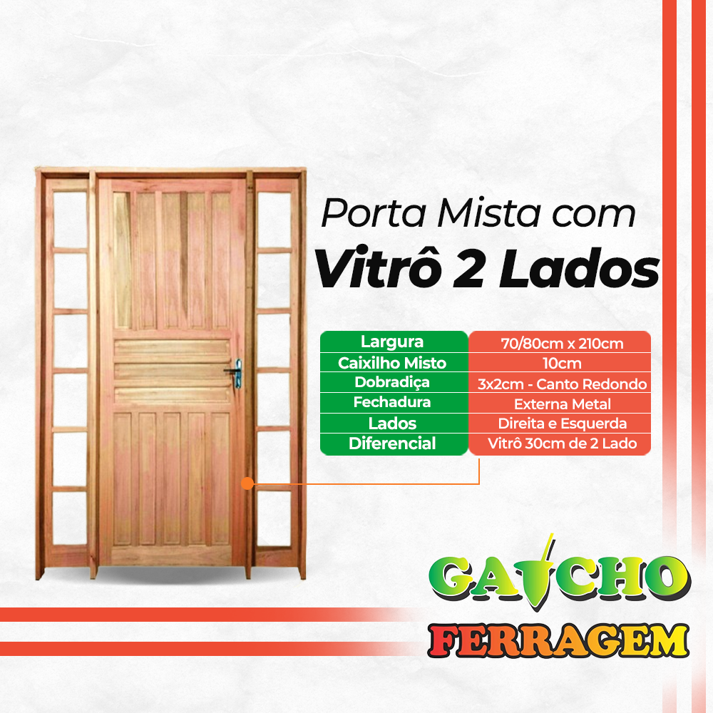 Porta Mista com Vitrô 2 Lados